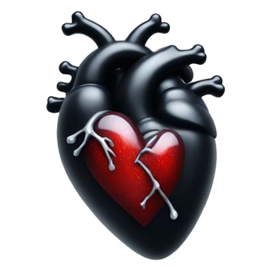 Anatomical black heart with white sparkles sticker