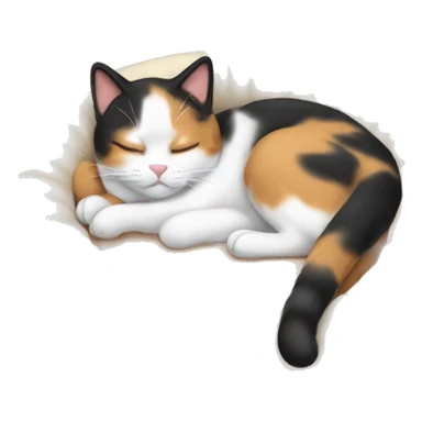 Calico cat sleeping on a tan cat bed sticker