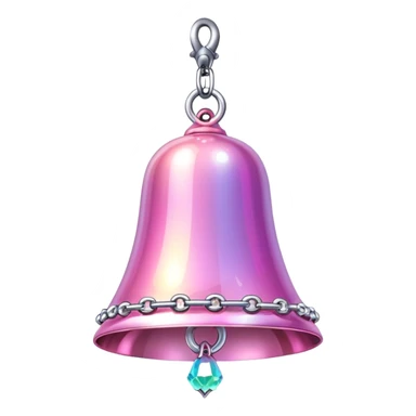 PInk iridescent Bell with chained hanging crystals   sticker