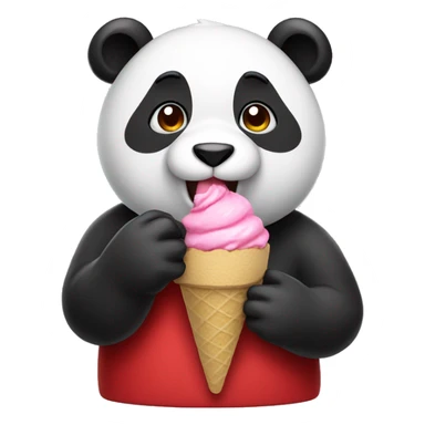 Panda eating ice cream with red shirt sticker