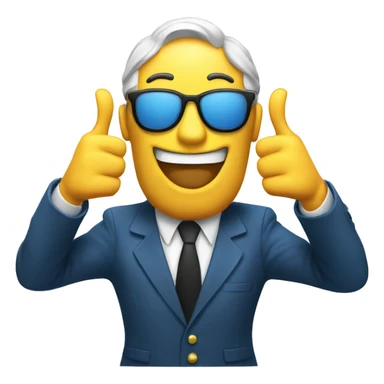 Poker face classic emoji with two thumbs up sticker