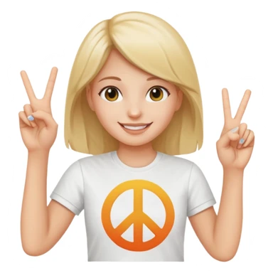 smiling girl with peace sign\ sticker