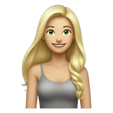 Femme blonde avec les yeux vert cheveux un peux long lisse avec un sourire sticker