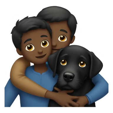 black lab hugging boy sticker