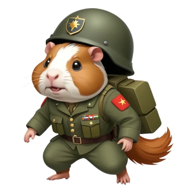 Angry guinea pig in army suit attacking Georgian person sticker