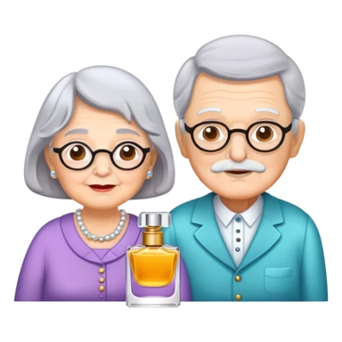 Grandma and grandpa with perfume  sticker