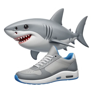 un tiburón con zapatillas  sticker
