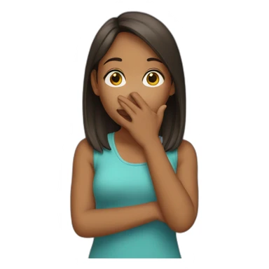 Girl with her hand over her mouth  sticker