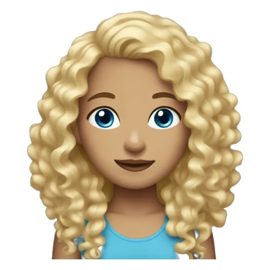 Girl with curly blonde hair blue eyes  sticker