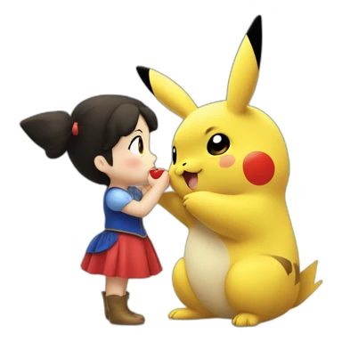 Little pikachu kissing snow white sticker