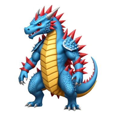 Spiky Armored Draconic Low-Slung Agile Muscular Pokémon-Fakémon-Digimon-Creature, (full body) sticker