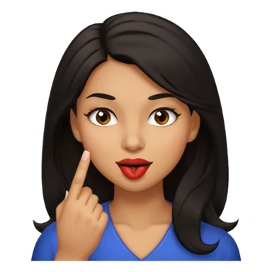 black slighty browin hair light brown skin woman, flirtatious gesture, biting her finger and winking emoji she also has tall hair and brown eyes sticker
