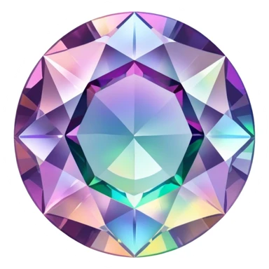 Brilliant round cut mystic quartz crystal with holographic color shifts and faceted edges sticker