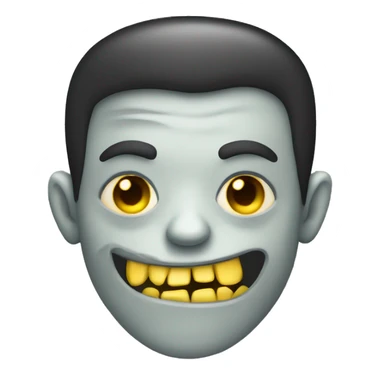 zombie vampire dark monochrome skin face with a sad smile and yellow teeth sticker
