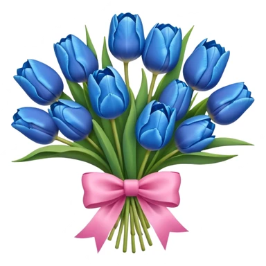 blue tulips bouquet with pink bow  sticker