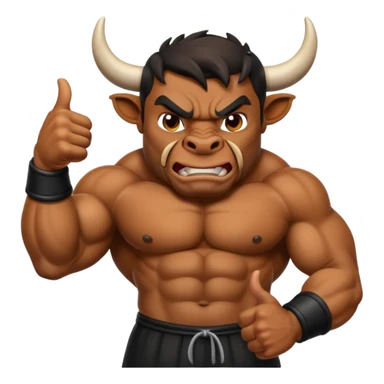 Angry bull emoji showing thumbs up (Like) sticker
