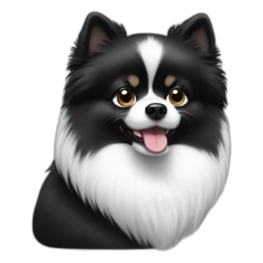 Black and white Pomeranian dog sticker