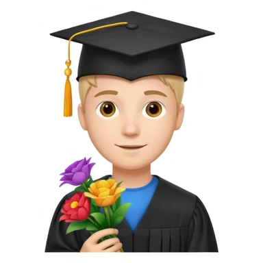 Graduated Students, Male,wearing graduation cap, holding bouquet of flowers
 sticker