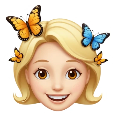 Smiling face with buttflies sticker