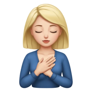 una mano en pecho ojos cerrados femenino sticker