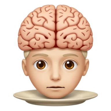 Brain on a plate next to head  sticker