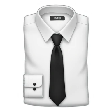 White shirt with a black tie sticker