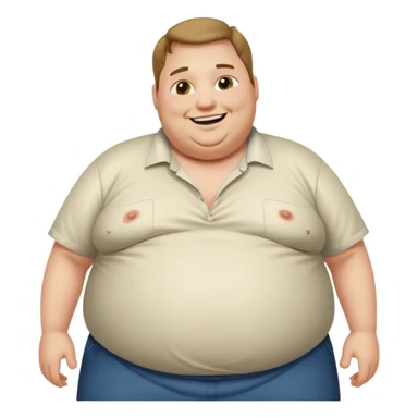 Hombre obeso mórbido con la barriga saliendo de la camisa sticker