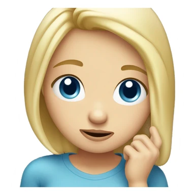 girl with blonde hair and blue eyes with drunk look scratching head and confused sticker