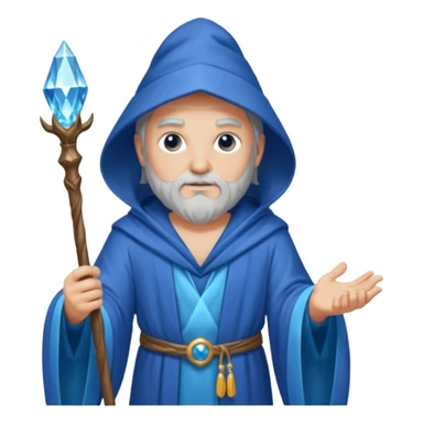 Wizard in blue robe with crystal-topped staff sticker