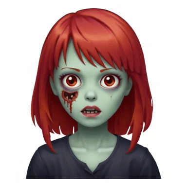 menina zumbi de franja e cabelo vermelho médio  sticker