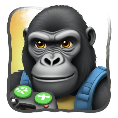 Gorilla playing a video game sticker