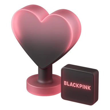 BLACKPINK-inspired object, black and pink colors, sleek and translucent effect, matte glass style sticker