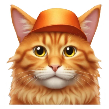 Orange fluffy cat wearing devil horn hat  sticker