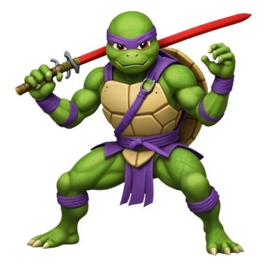 emote of a cartoon donatello ninja turtle in action pose with word RAID underneath sticker