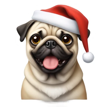 Pug with a Santa hat sticker