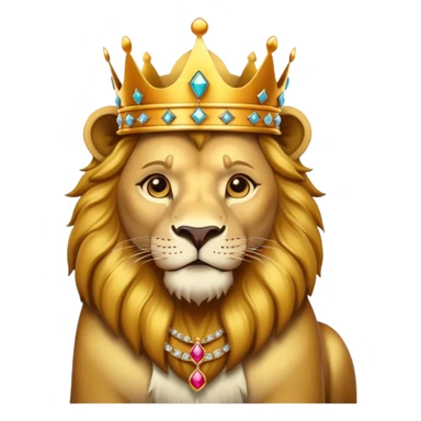 lion with king crown and jeuwlary sticker
