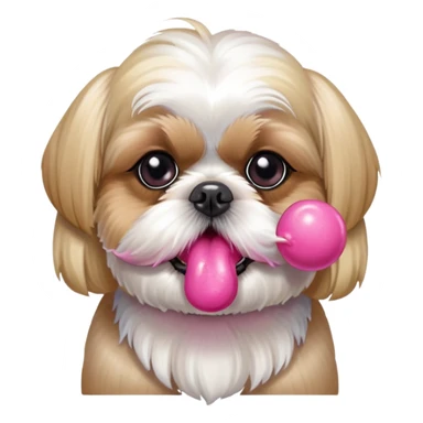 Blonde Shih tzu blowing bubblegum from its mouth sticker