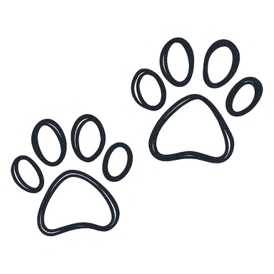 dog paws, black and white, simple sticker