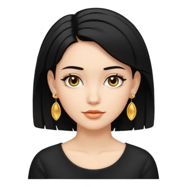 girl with bob black hairstyle and big designed earrings sticker