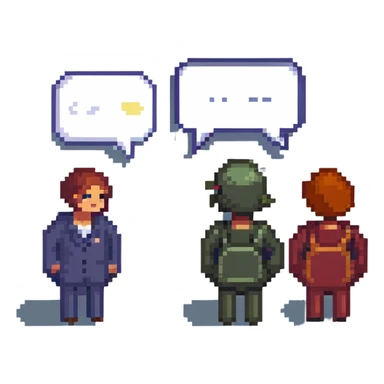 two people having a conversation, each with a speech bubble in a different language sticker