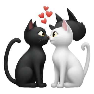 A black cat and a white cat kissing sticker