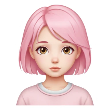 cute soft girl with blush and pastel pink hair sticker