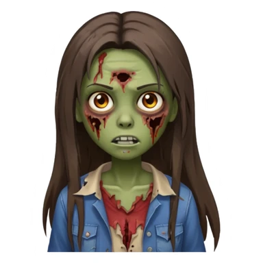 zombie girl with straight long hair and brown eyes, brown skin sticker