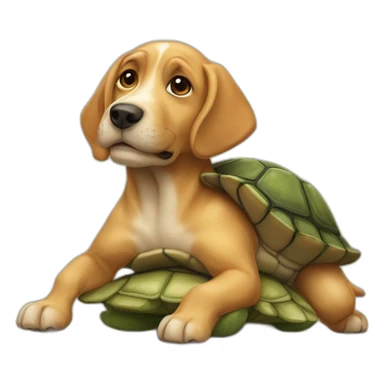 Un chien sur une tortue sticker