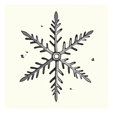 A detailed snowflake in pastel colors (dd9fb0, ffc6d3, a3bfc9, c4bee2, f1b091), hand-drawn doodle style sticker