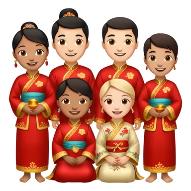 a bunch of friends emoji and they are chinese sticker