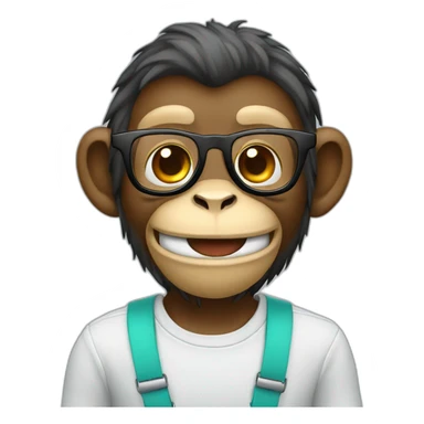 Monkey with glasses smiling with braces  sticker