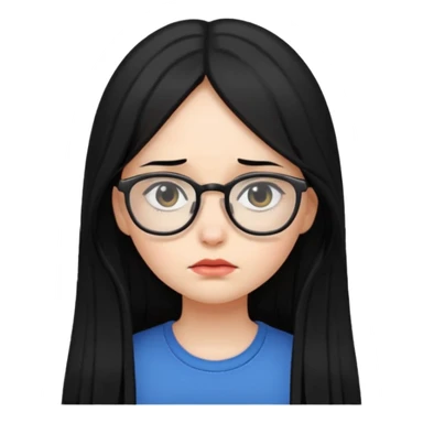 chica cabello largo negro, con lentes que este triste. sticker