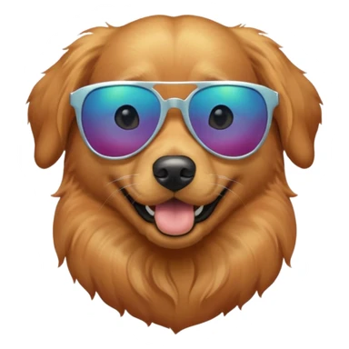 Red golden retriever wearing iridescent sunglasses sticker