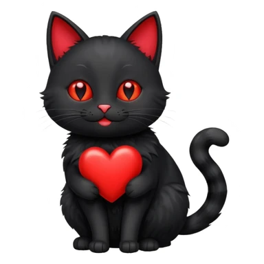 Magic cat with happy red heart with a late sticker
